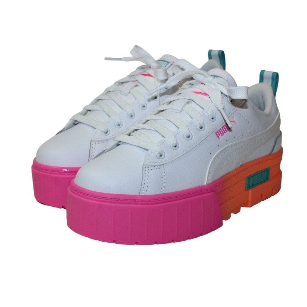 Puma White Sneakers with Pink and Orange Platform